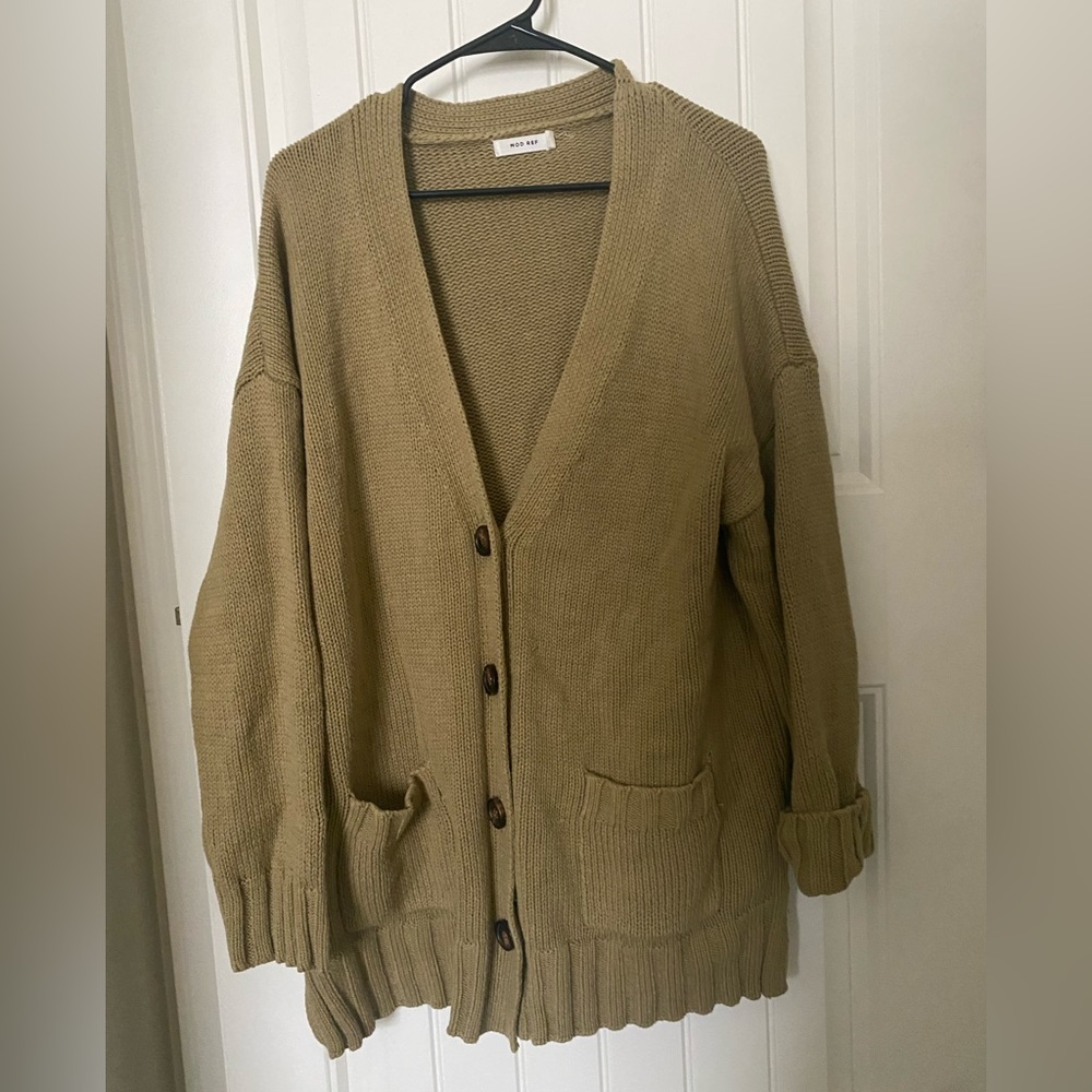 Mod Ref Oversized Sage Green Knit Button Cardigan… - image 2